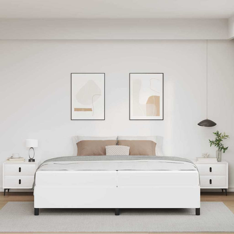 vidaXL Ágykeret matraccal matracmal Fehér 200 x 200 cm Műbőr