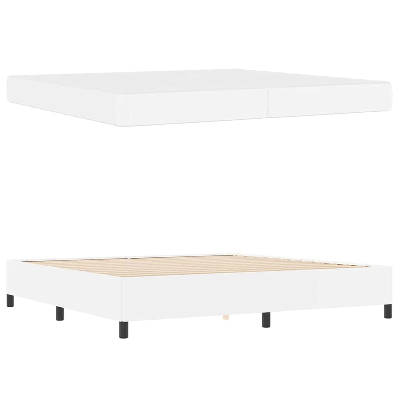 vidaXL Ágykeret matraccal matracmal Fehér 200 x 200 cm Műbőr