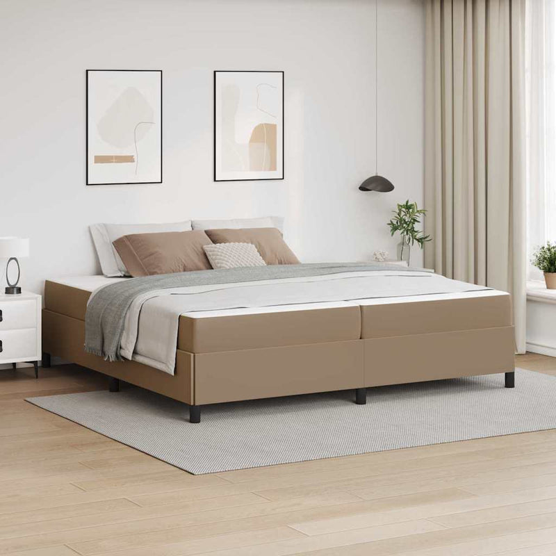 vidaXL Ágykeret matraccal matracmal Cappuccino 200 x 200 cm Műbőr