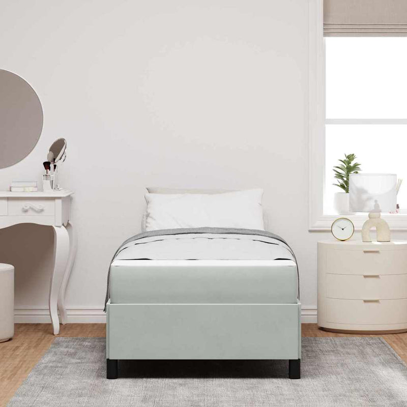 vidaXL Ágykeret Világosszürke és szürke és fehér 90 x 190 cm Bársony