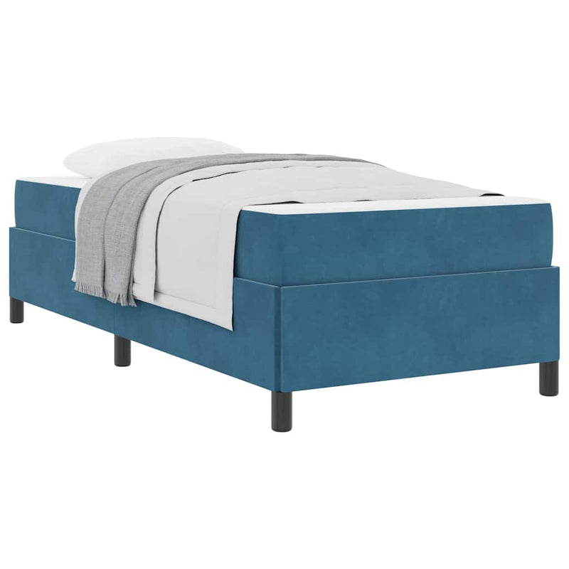 vidaXL Ágykeret matracmal Sötétkék és fehér 90 x 190 cm Bársony