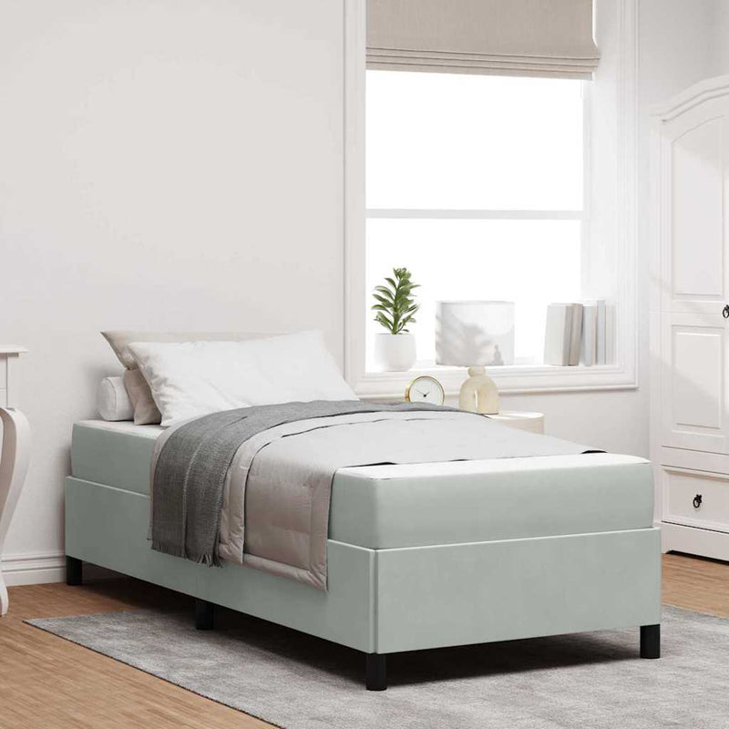vidaXL Ágykeret Világosszürke és szürke és fehér 90 x 200 cm Bársony