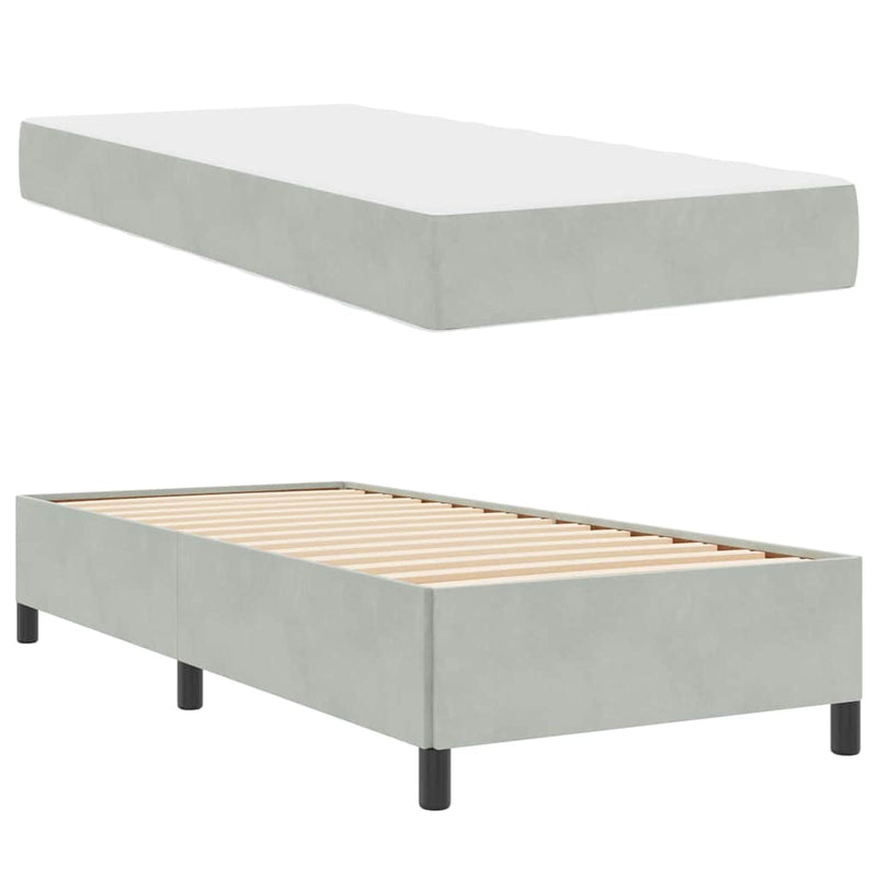 vidaXL Ágykeret Világosszürke és szürke és fehér 90 x 200 cm Bársony