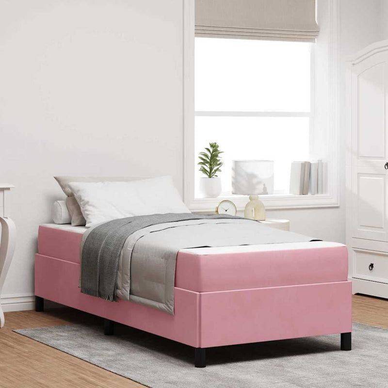 vidaXL Ágykeret matracmal Rózsaszín és fehér 90 x 200 cm Bársony