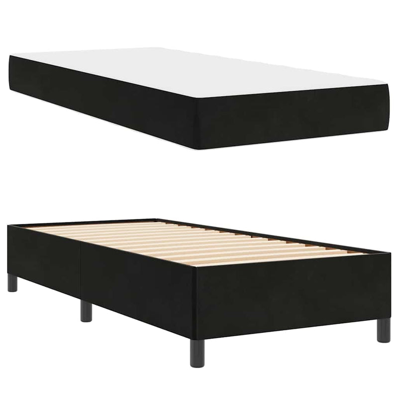 vidaXL Ágykeret Fekete és fehér és fekete 100 x 200 cm Bársony