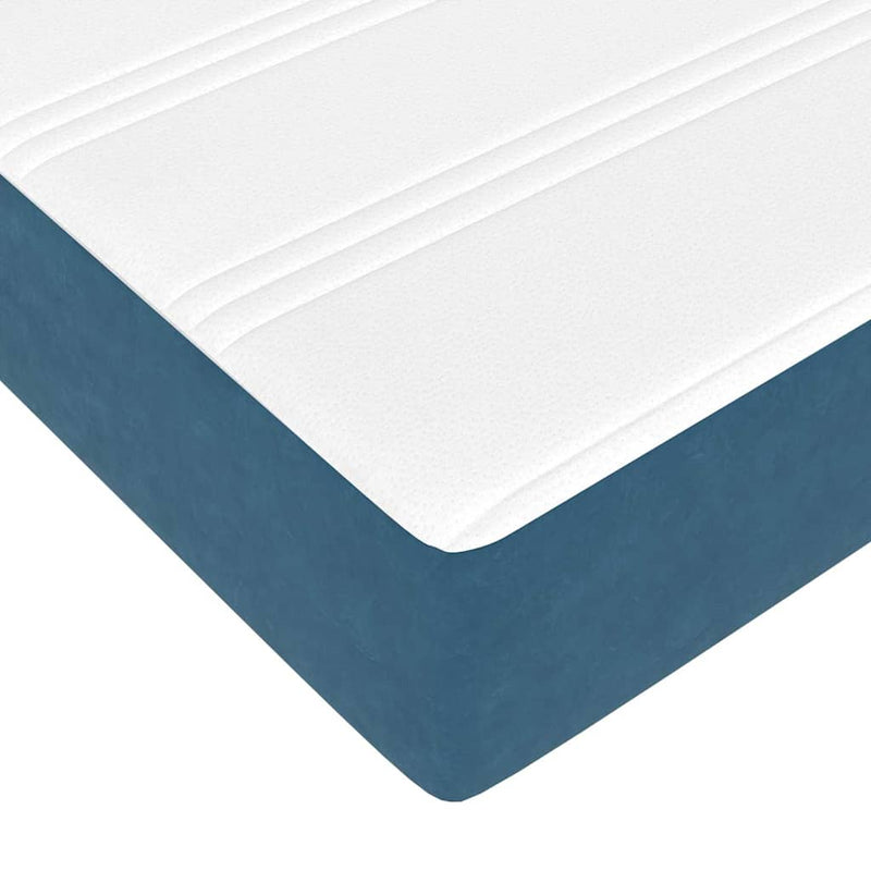 vidaXL Ágykeret matracmal Sötétkék és fehér 100 x 200 cm Bársony