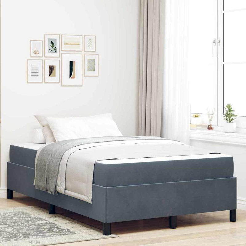 vidaXL Ágykeret matracmal Sötétszürke és Fehér 120 x 190 cm Bársony