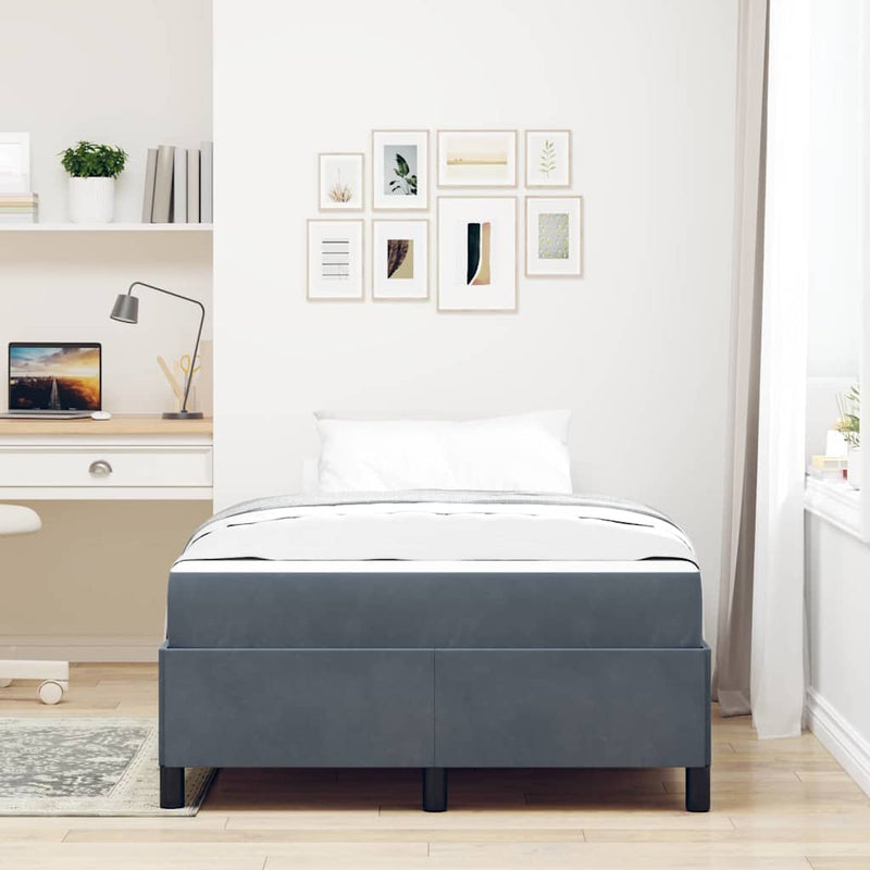 vidaXL Ágykeret matracmal Sötétszürke és Fehér 120 x 190 cm Bársony