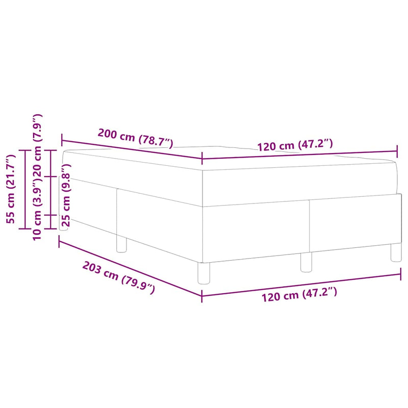 vidaXL Ágykeret matracmal Sötétkék és fehér 120 x 200 cm Bársony
