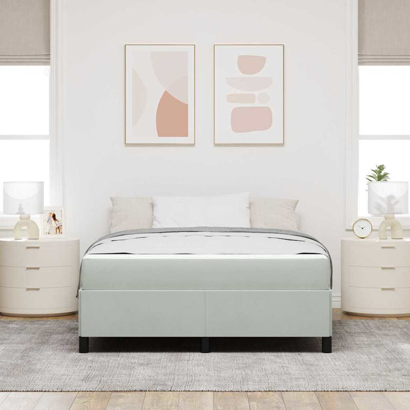 vidaXL Ágykeret Világosszürke és szürke és fehér 140 x 200 cm Bársony