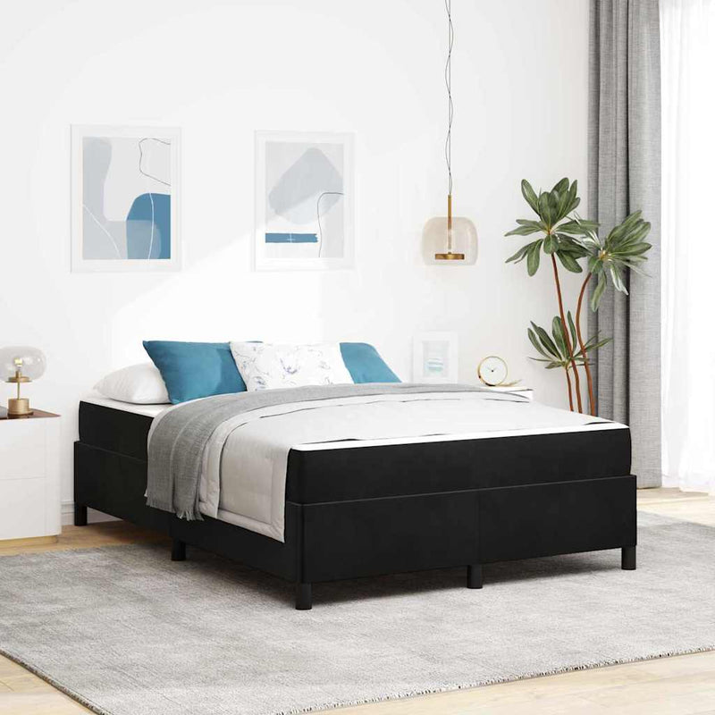 vidaXL Ágykeret matracmal Fekete és Fehér 140 x 200 cm Bársony