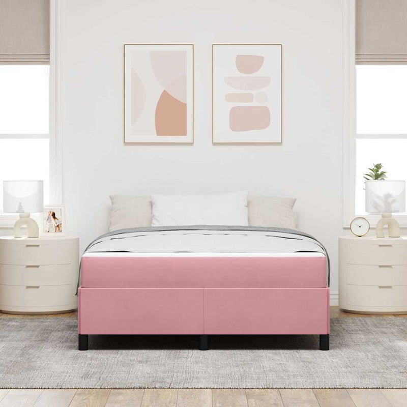 vidaXL Ágykeret matracmal Rózsaszín és fehér 140 x 200 cm Bársony
