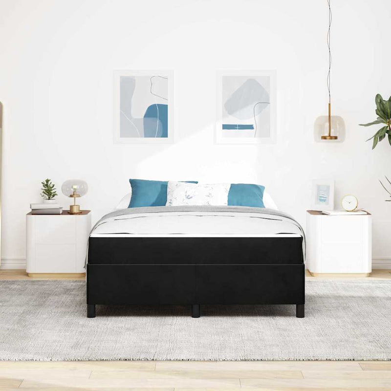 vidaXL Ágykeret Fekete és fehér és fekete 160 x 200 cm Bársony