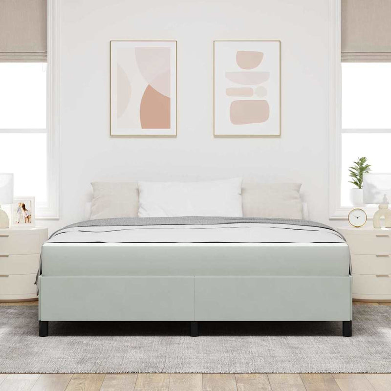vidaXL Ágykeret Világosszürke és szürke és fehér 180 x 200 cm Bársony