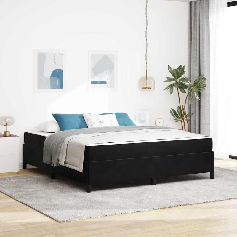 vidaXL Ágykeret Fekete és fehér és fekete 180 x 200 cm Bársony