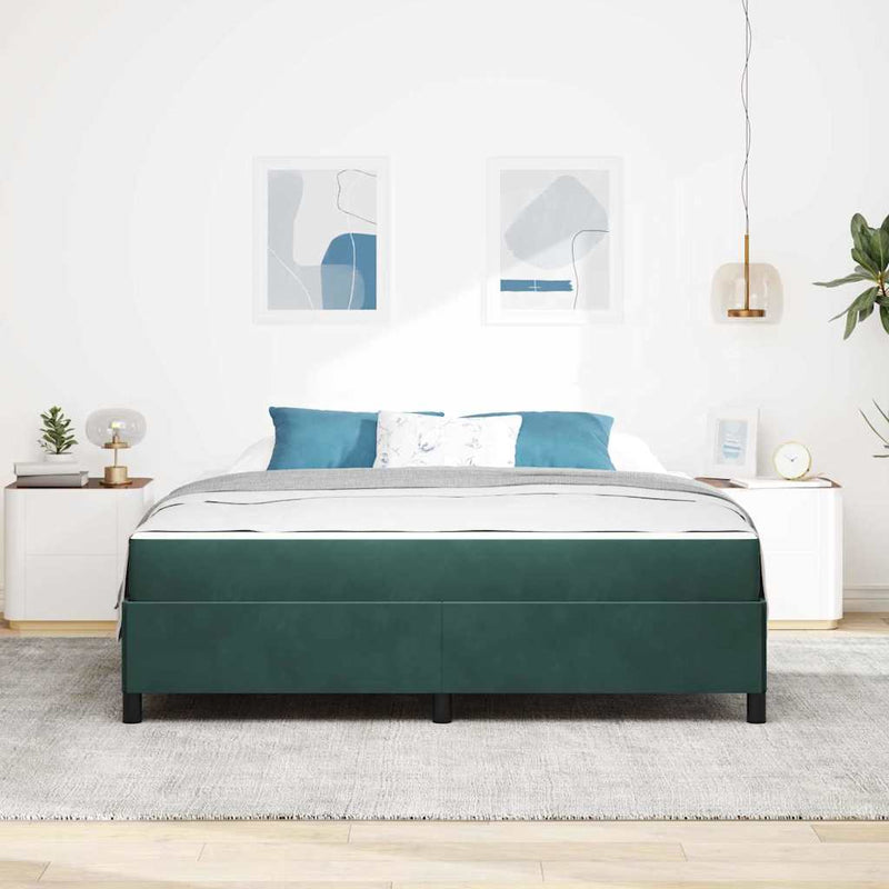vidaXL Ágykeret matracmal Sötétzöld és Fehér 180 x 200 cm Bársony