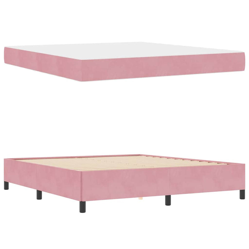 vidaXL Ágykeret matracmal Rózsaszín 180 x 200 cm szövet