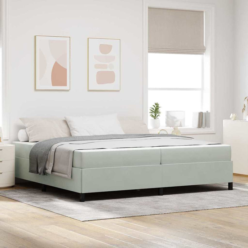 vidaXL Ágykeret Világosszürke és szürke és fehér 200 x 200 cm Bársony