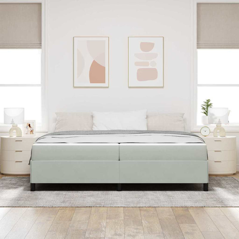 vidaXL Ágykeret Világosszürke és szürke és fehér 200 x 200 cm Bársony