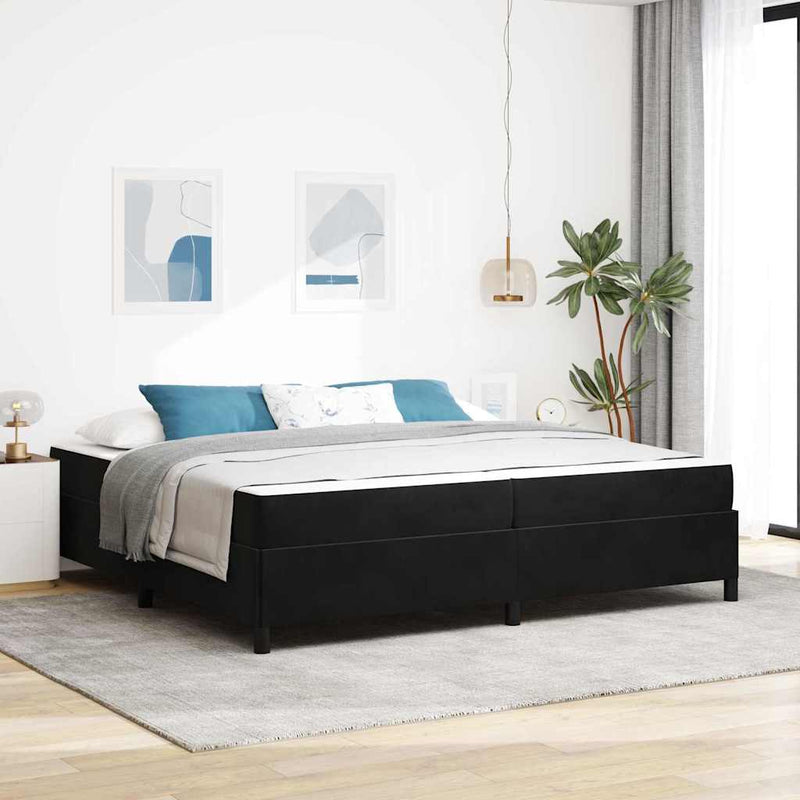 vidaXL Ágykeret Fekete és fehér és fekete 200 x 200 cm Bársony