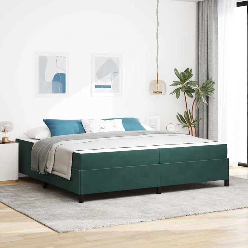 vidaXL Ágykeret Sötétzöld és zöld és fehér 200 x 200 cm Bársony