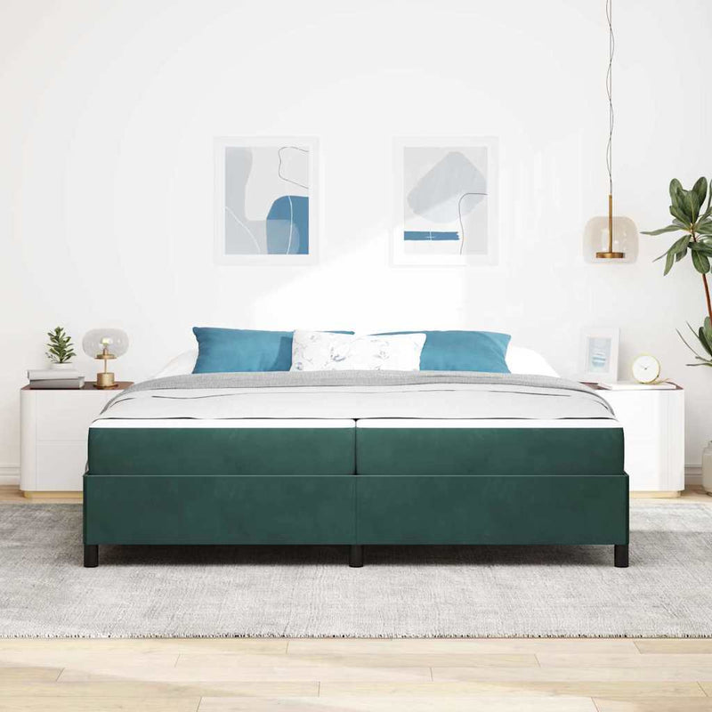 vidaXL Ágykeret Sötétzöld és zöld és fehér 200 x 200 cm Bársony