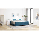 vidaXL Ágykeret matracmal Sötét kék 200 x 200 cm szövet