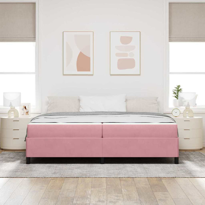vidaXL Ágykeret matracmal Rózsaszín és fehér 200 x 200 cm Bársony