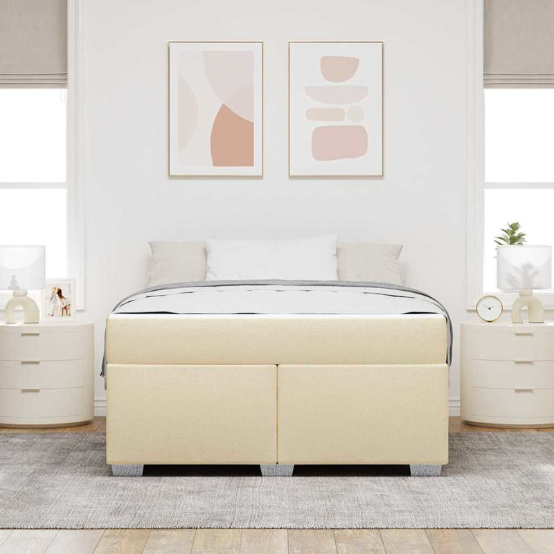 vidaXL Ágykeret Krém 160 x 200 cm szövet