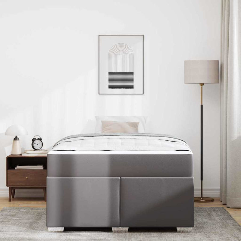 vidaXL Ágykeret Szürke 120 x 190 cm Műbőr