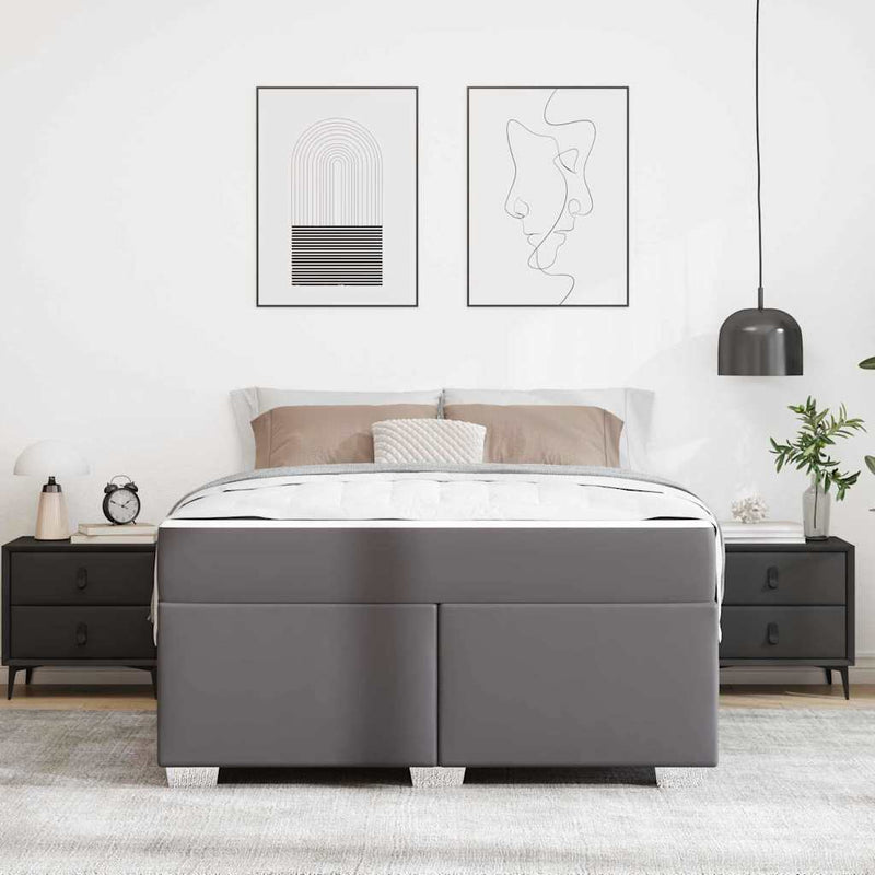 vidaXL Ágykeret Szürke 160 x 200 cm Műbőr
