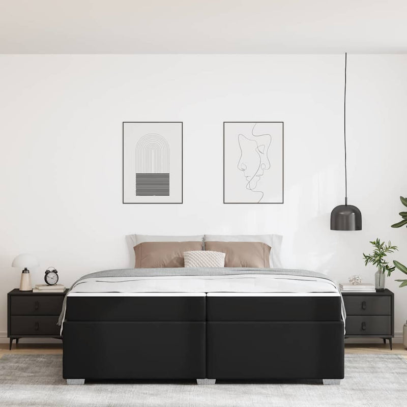 vidaXL Ágykeret Fekete 200 x 200 cm Műbőr
