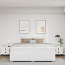 vidaXL Ágykeret matracmal Fehér 200 x 200 cm szövet