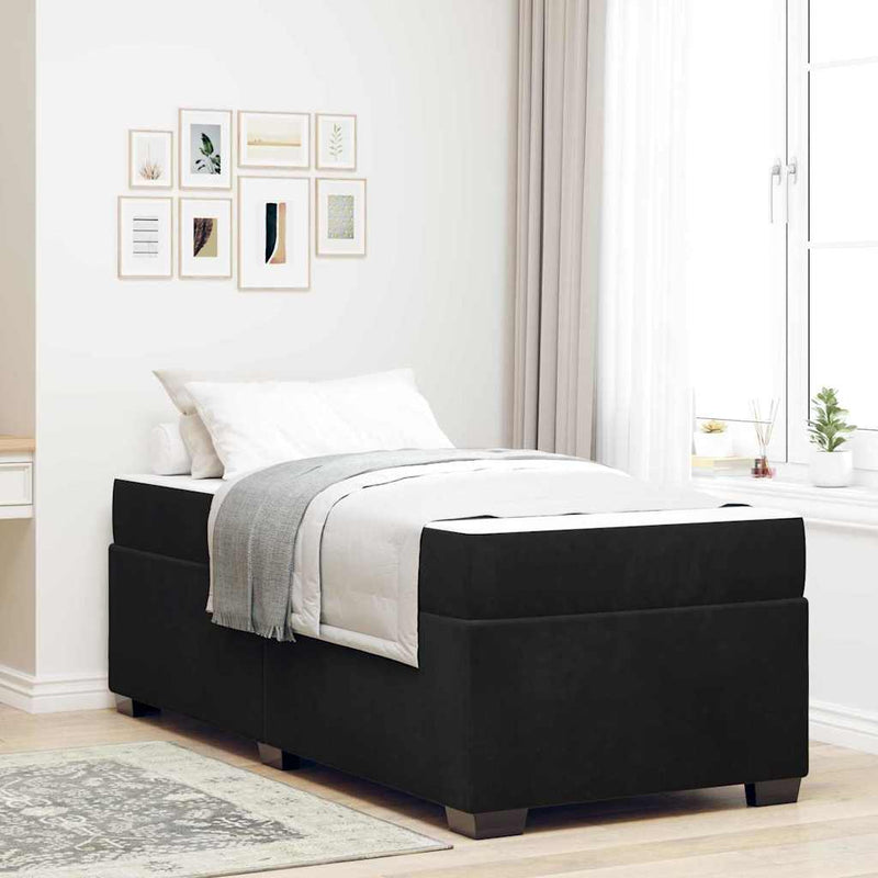 vidaXL Ágykeret matraccal matracmal Fekete 90 x 190 cm Bársony