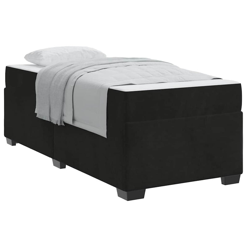 vidaXL Ágykeret matraccal matracmal Fekete 90 x 200 cm Bársony