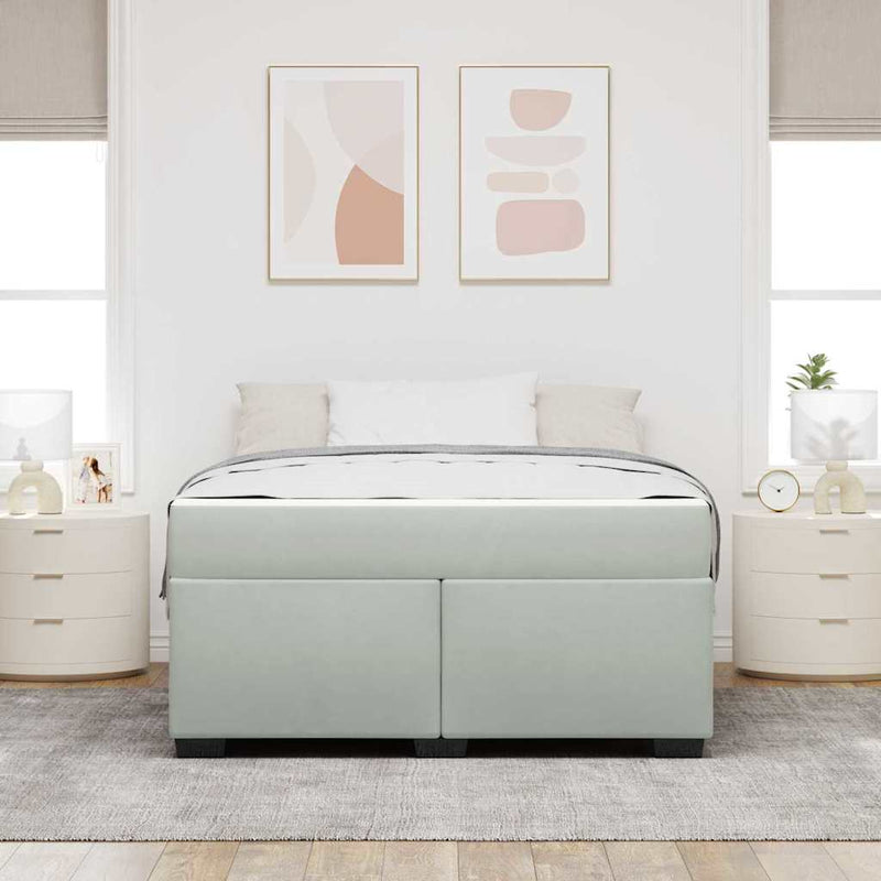 vidaXL Ágykeret matraccal matracmal Világosszürke 140 x 200 cm Bársony