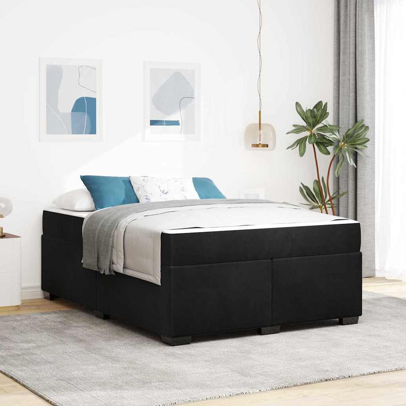 vidaXL Ágykeret matraccal matracmal Fekete 160 x 200 cm Bársony