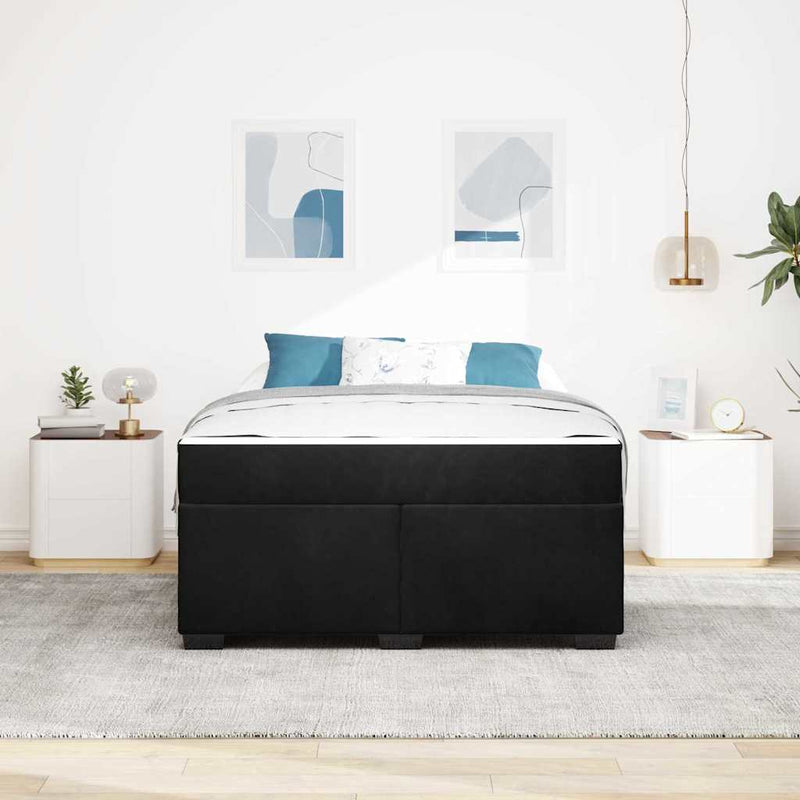 vidaXL Ágykeret matraccal matracmal Fekete 160 x 200 cm Bársony