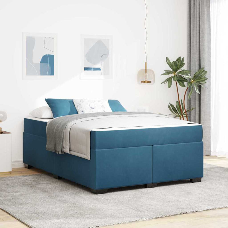 vidaXL Ágykeret matracmal Sötétkék 160 x 200 cm Bársony