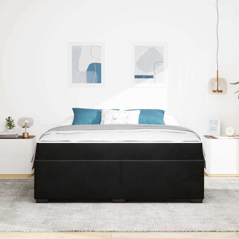 vidaXL Ágykeret matracmal Fekete 180 x 200 cm Bársony
