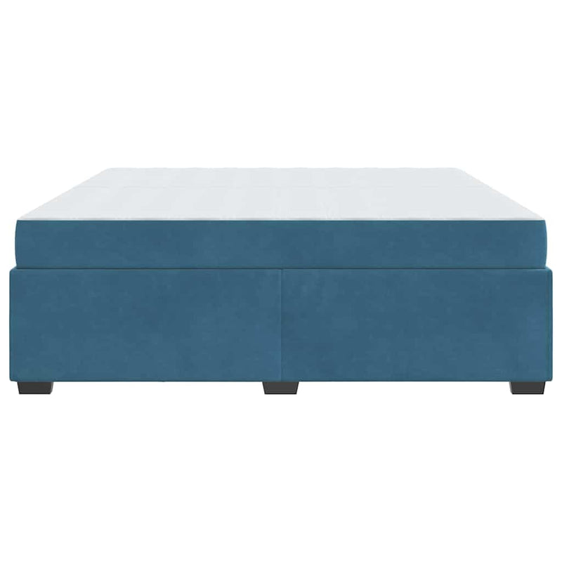 vidaXL Ágykeret matracmal Sötétkék 200 x 200 cm Bársony