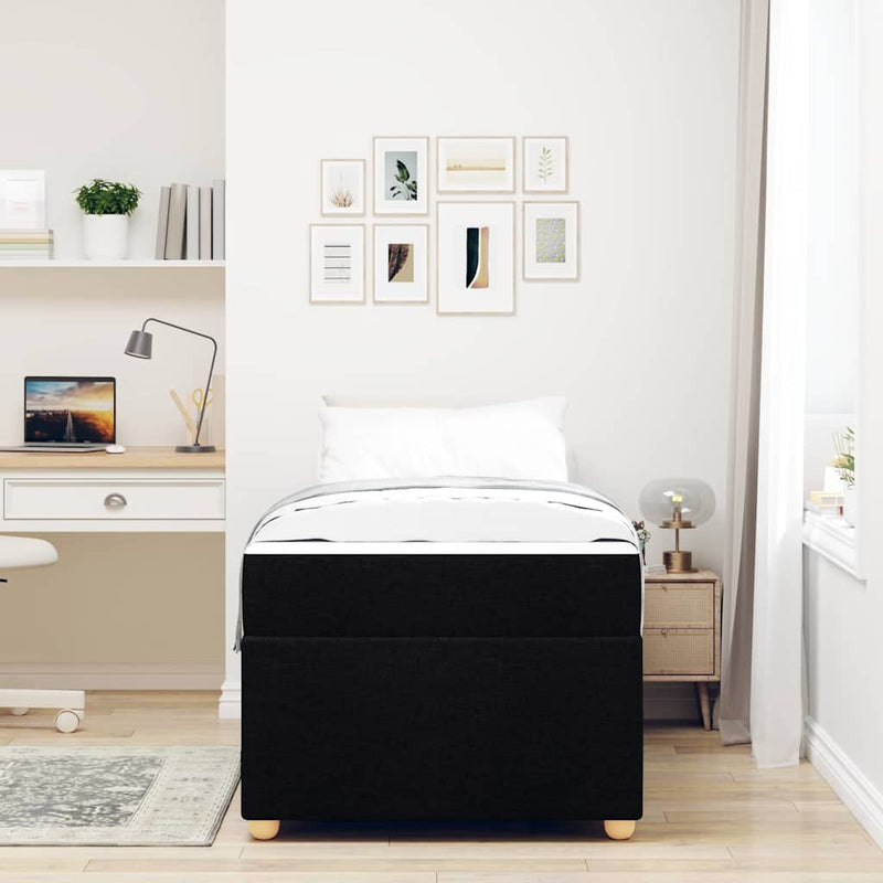 vidaXL Ágykeret matracmal Fekete 90 x 200 cm szövet