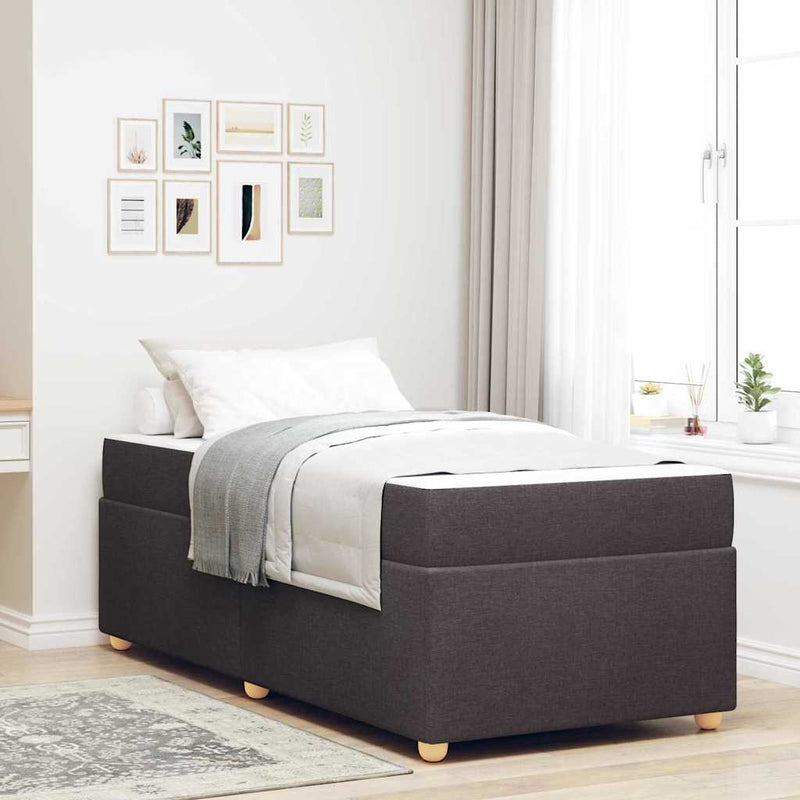 vidaXL Ágykeret matracmal sötétbarna 100 x 200 cm szövet