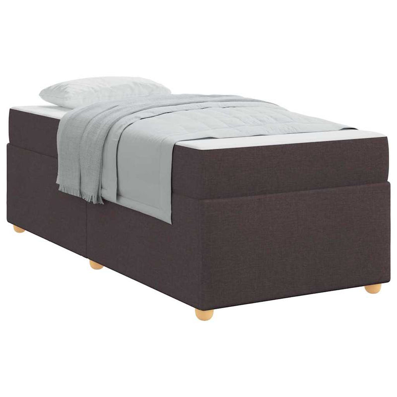 vidaXL Ágykeret matracmal sötétbarna 100 x 200 cm szövet