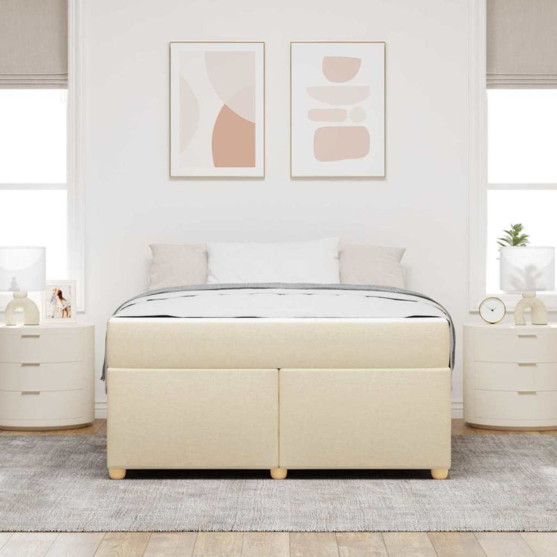 vidaXL Ágykeret matracmal Krém 160 x 200 cm szövet