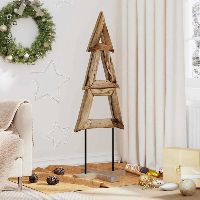 vidaXL Karácsonyfa állvánnyal Barna 120 cm Tömör tíkfa