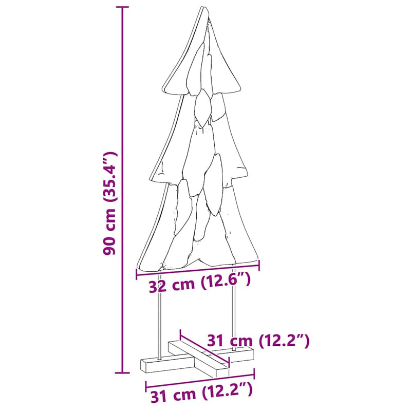 vidaXL Karácsonyfa állvánnyal Barna 90 cm Tömör tíkfa