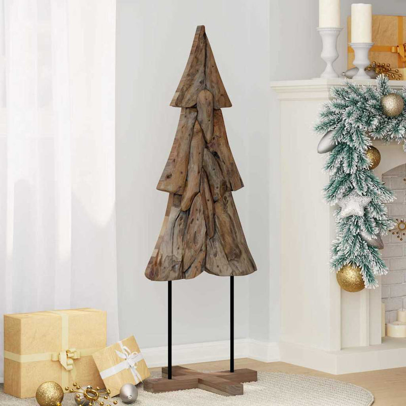 vidaXL Karácsonyfa állvánnyal Barna 120 cm Tömör tíkfa