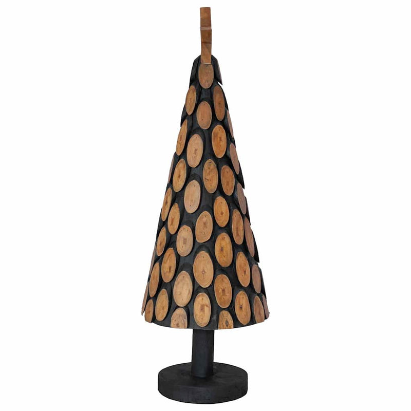 vidaXL Karácsonyfa állvánnyal Barna 90 cm Tömör tíkfa