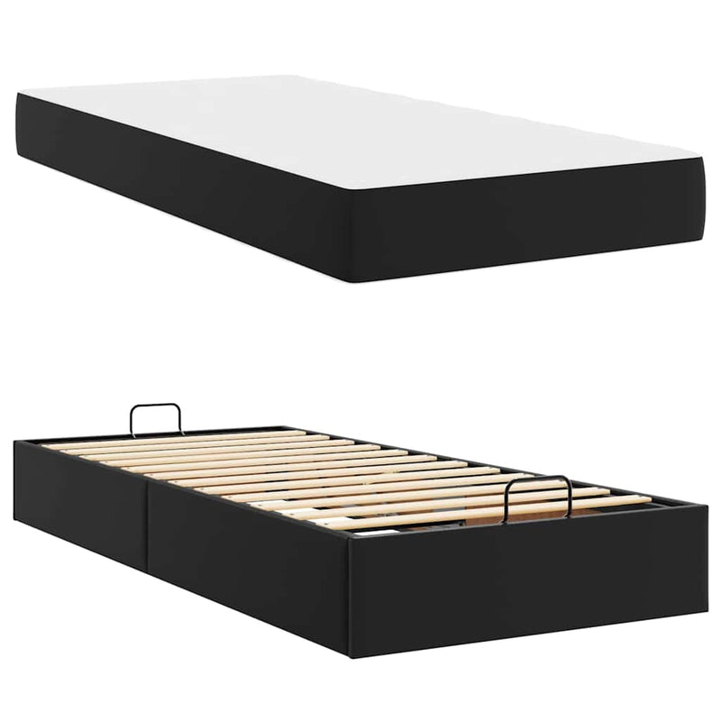 vidaXL Ágykeret matraccal matracmal Fekete 90 x 200 cm Műbőr